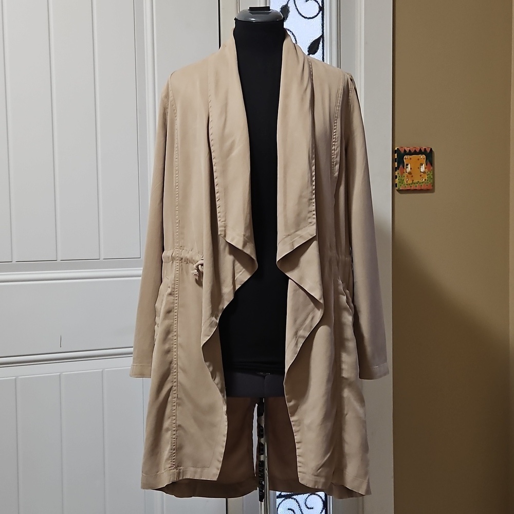 Max Jeans Tan Tencel Silky Draped Front Jacket XS